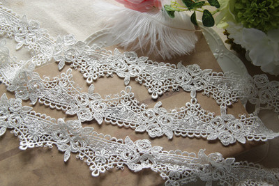 手工DIY辅料 日版水溶花边 丝线 蔷薇复古波浪玫瑰花 宽5cm