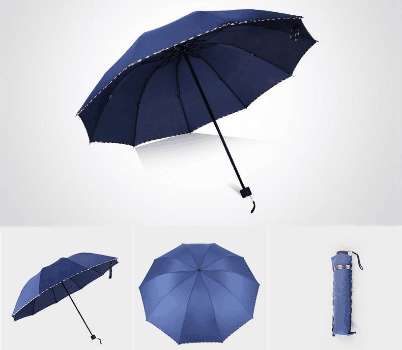 现货批发伞 10骨条纹包边雨伞 超大双人折叠晴雨伞 10K定制广告伞