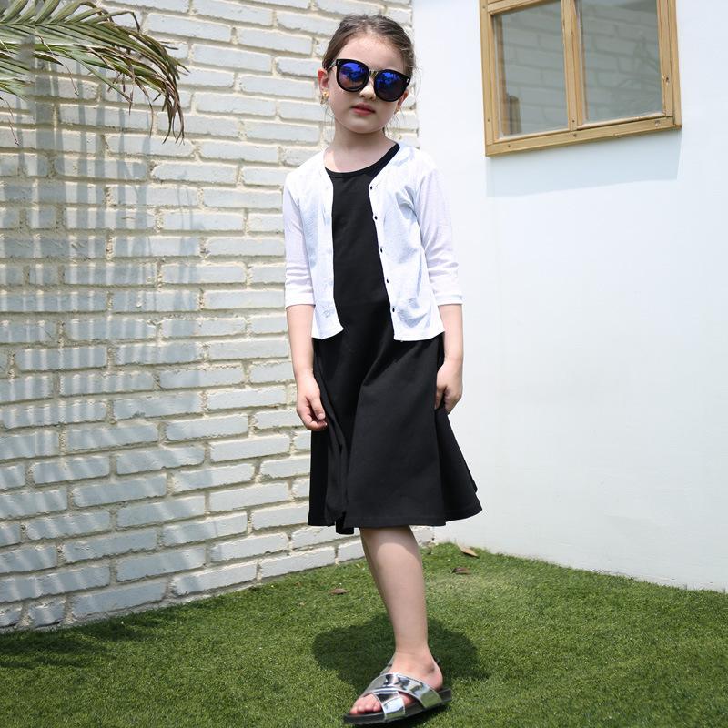 Falda de chaleco sin mangas para niños entre padres e hijos para niñas vestido Medio y niños grandes madre e hija falda de Liga 2023 Verano