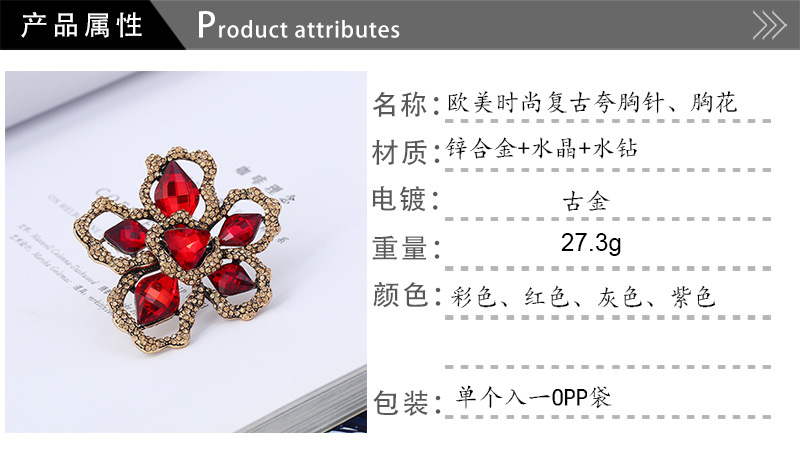 Occident and the United States alloy plating brooch (Ancient gold - color)NHKQ1211-Ancient gold - color