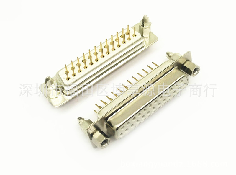 dp25 female head harpoon welding plate 180 degrees gold-plated white glue double row DB25 pin female base with fixed screws