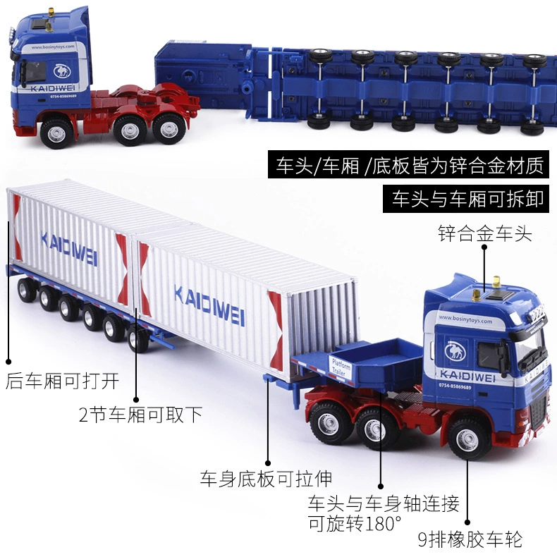 [Boxed] Cadway 1:50 Alloy Flatbed Transport Truck Heavy Duty Truck Model Container Cargo Vehicle 625022