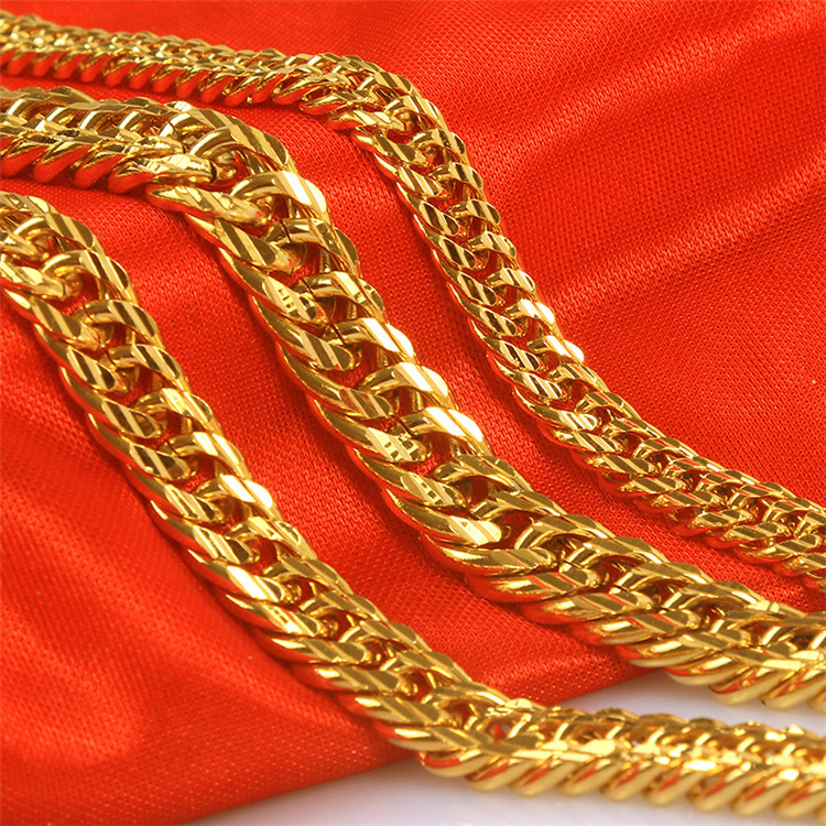 Brass Gold Plated Men's Tank Bracelet Boss Chain Squashed Men's Bracelet Horse Whip Bracelet