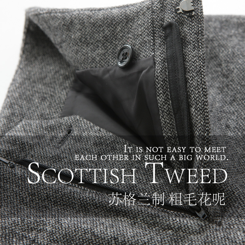 蘇格蘭特產 70%羊毛粗毛花呢 出口日本外貿原單 日系OL秋冬闊腿褲