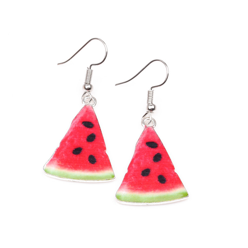 Niedliche Cartoon Erdbeere Wassermelone Ohrringe Ohrringe Damen Neue Frucht Ohrringe Ohrringe display picture 2