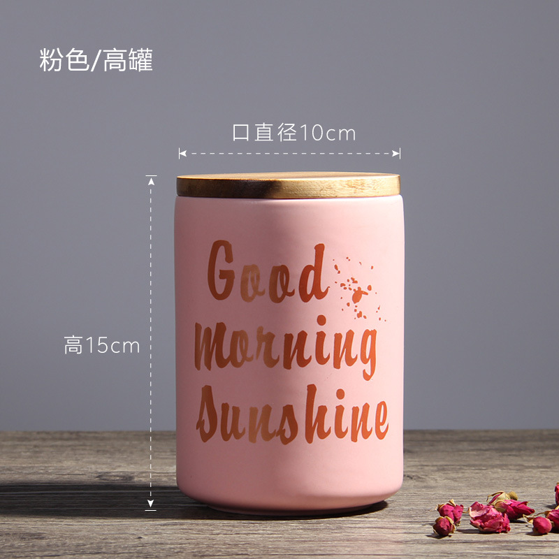 Nórdico cerámica sellada tarro de almacenamiento cocina caramelo té tarro con tapa ins decoraciones para el hogar al por mayor
