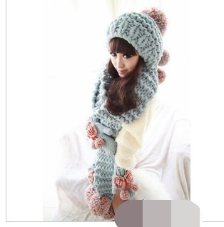 厂家直销手工帽子围巾手套三件套 金典毛线帽 毛线手套围巾批发|ms