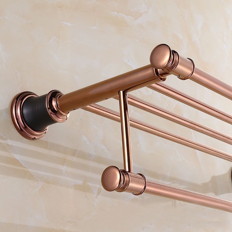 Rose gold + ORB black rose gold towel rack towel rack bathroom pendant American European style pendant Rose gold + ORB black rose gold towel rack towel rack bathroom pendant American European style pendant