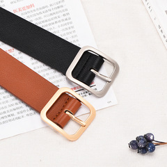 韓國ulzzang新款休閒百搭復古金屬方扣皮帶簡約裝飾腰帶女士皮帶
