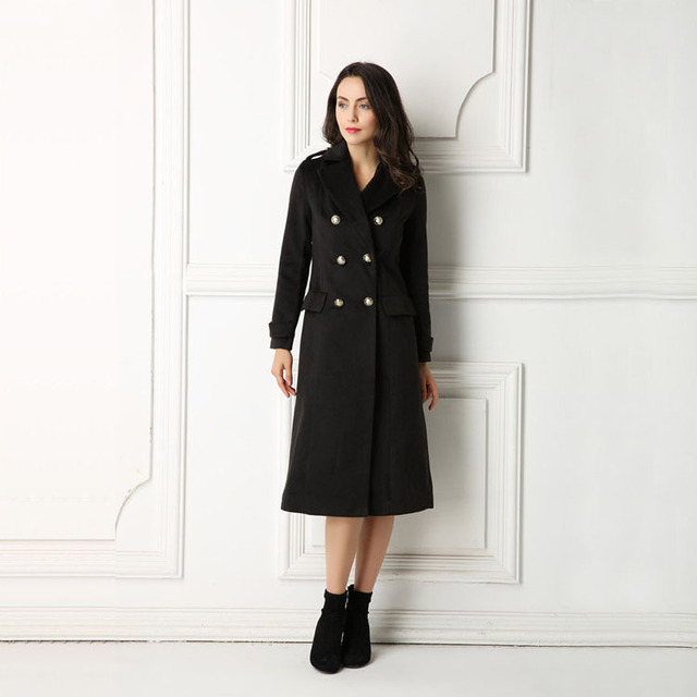 Spring and Autumn Fashion Suit Collar Double-breasted Overcoat