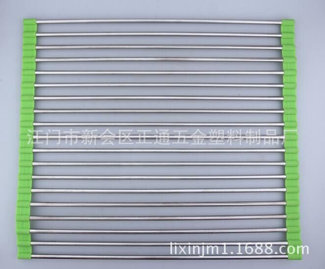 Manufacturers Foldable silica gel Drain shelf 304 Stainless steel sink Shelf Kitchen glove