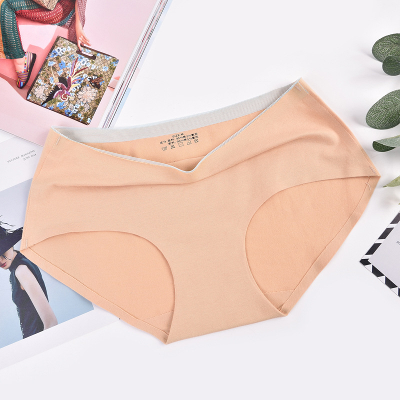 Clearance pure cotton No trace lady Underwear Middle-waisted comfortable ventilation Hit color Cotton Hip Ladies Briefs