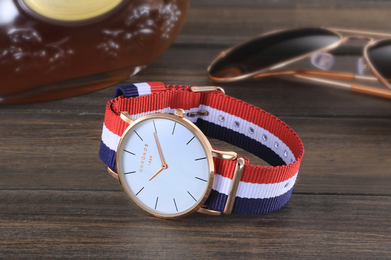 Chronos Quartz Watch For Men, Stylish Simple Nylon Strap Design_voghion.com
