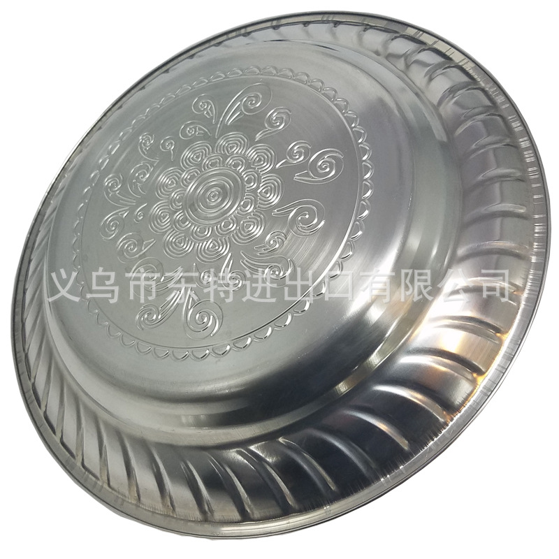 厂家直销不锈钢菜盘压花玉兰盘印花家用多用百合花盘外贸热销盘子详情图9