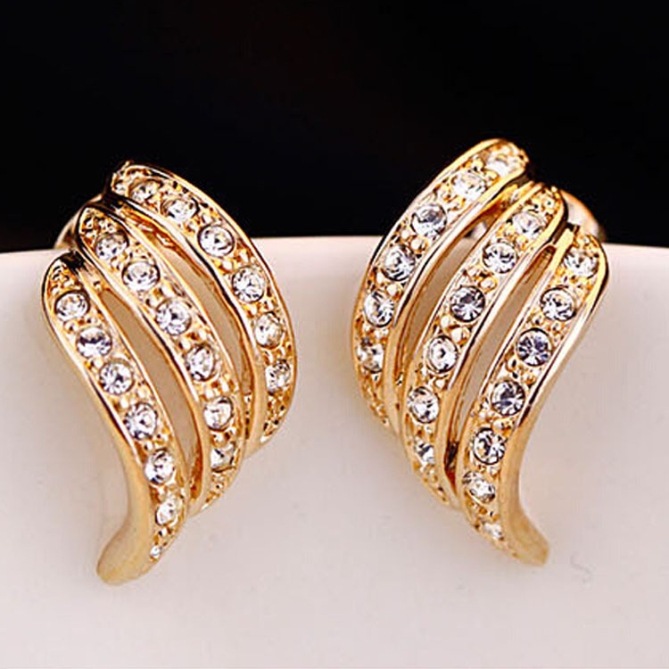 直销 欧美韩版 时尚满钻高档 弧形耳钉 耳环批发 335