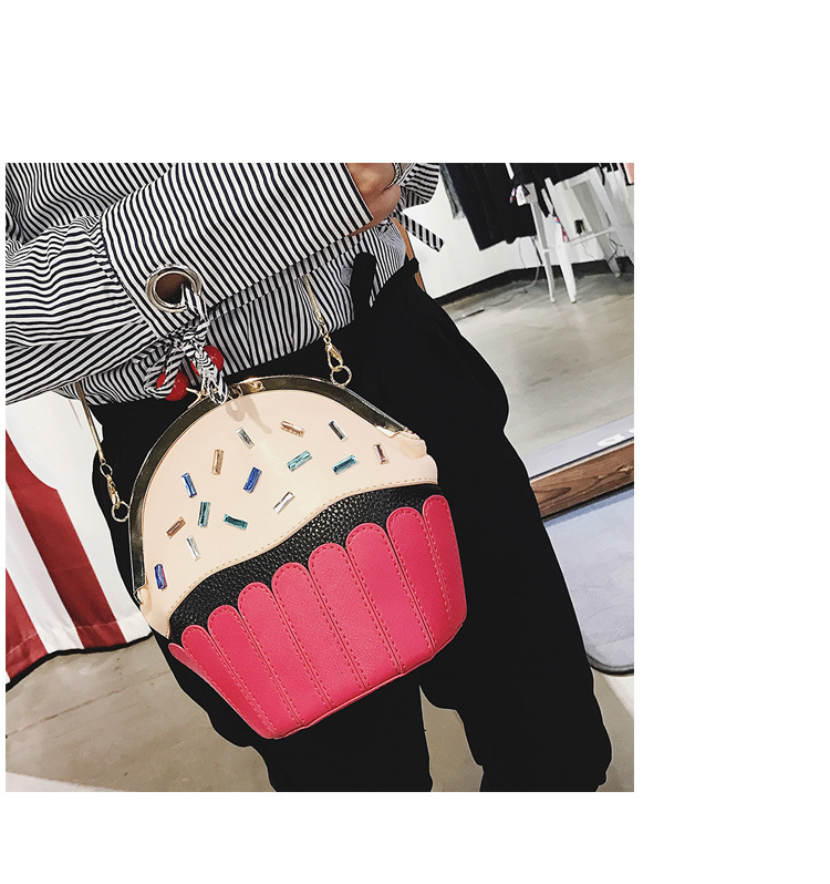 Women's Small Pu Leather Ice Cream Cute Bucket Clipped Button Shoulder стиле bag display picture 5