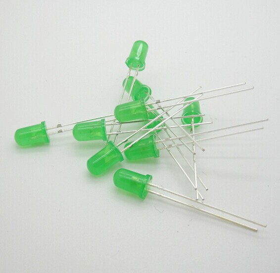 LED直插发光二极管F5MM绿发绿 绿色灯 普绿光 长脚 超高亮 三元