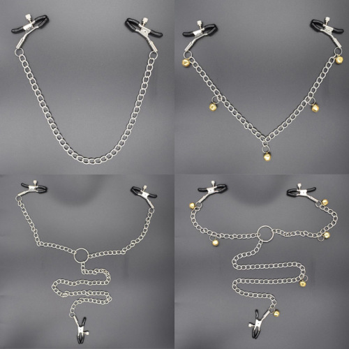 Adult Toys Erotic Nipple Clips Three-Head Long Chain Metal Nipple Clip Female Genital Chain