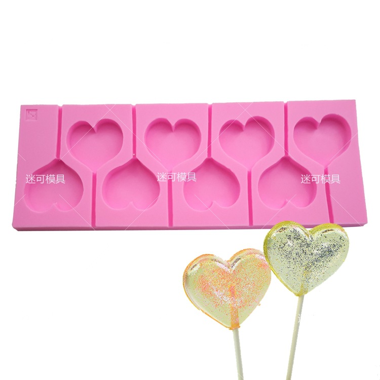 En forma de corazón 8 FORMA DE piruleta pastel fondant fábrica molde líquido de silicona directa