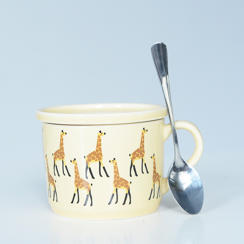 Taza de leche de dibujos animados para niños taza de cerámica creativa taza de café taza de animales taza de desayuno impresa logotipo