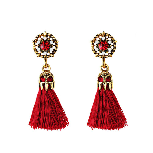 Singer host stage latin ballroom dance fringe earrings restoring ancient ways exaggerated flowers stud earrings tassel drop earrings