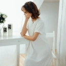 咪熙猫春夏季女<font red=H>睡衣</font>全棉纱布水洗棉简约无印风蕾丝花边<font red=H>睡裙</font>8