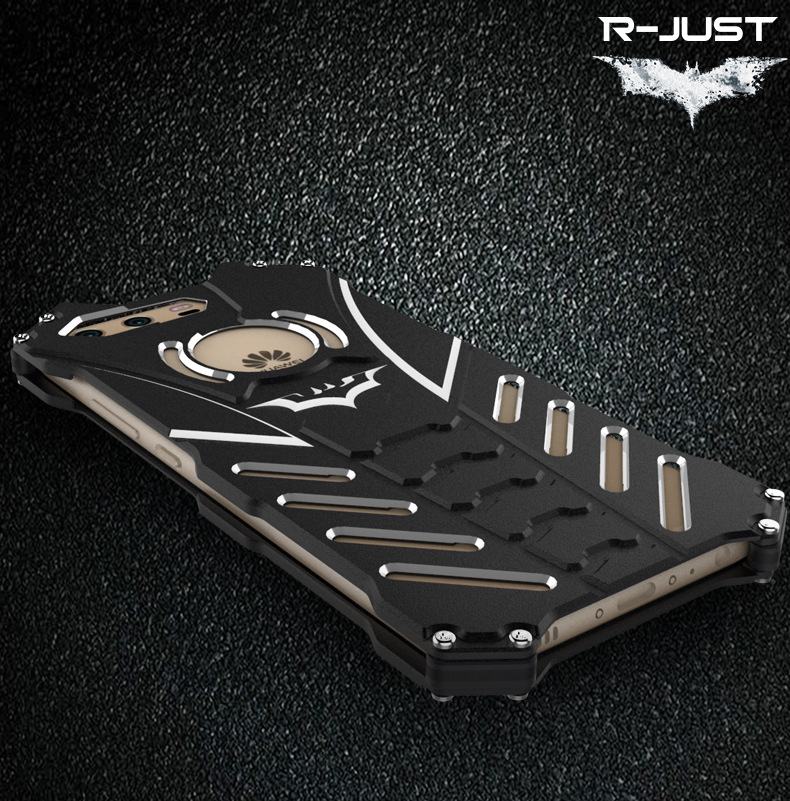 R-Just Batman Shockproof Aluminum Shell Metal Case with Custom Batarang Stent for Huawei P10 & Huawei P10 Plus
