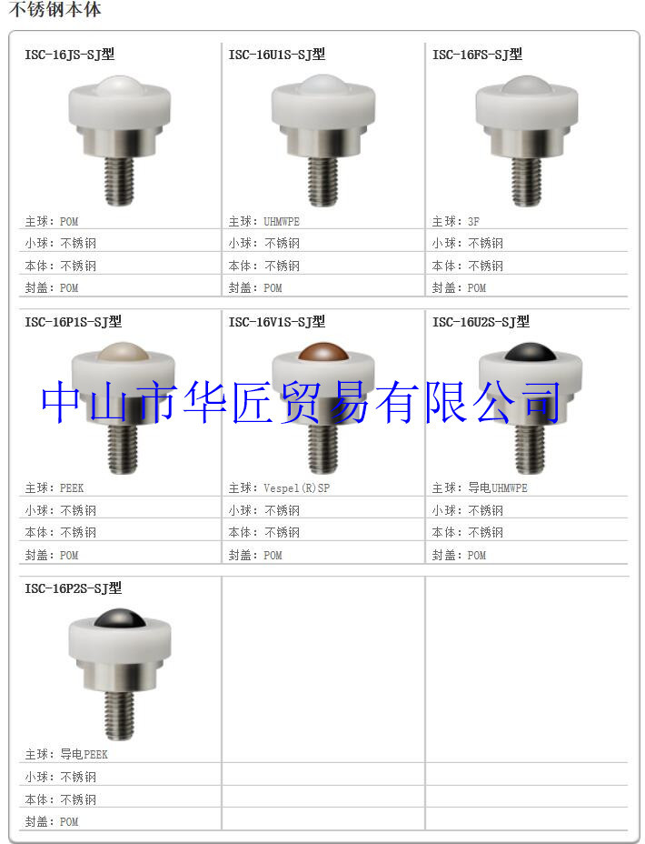 日本井口机工（ISB）万向球ISC-16JS-SJ  ISC-16U1S-SJ
