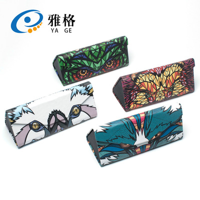 太阳镜折叠式眼镜盒便携式墨镜盒木纹复古男女近视三角韩版眼镜盒|ru
