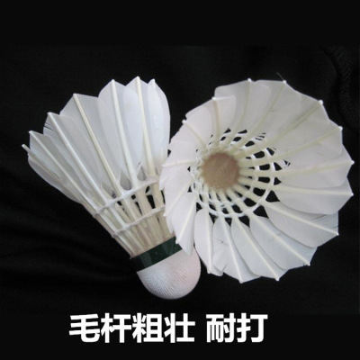 批发3只装优质东北鹅毛弯毛双拼台纤球头训练比赛耐打羽毛球|ru
