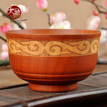 蒙古族特色祥云纹返边木碗中式民族风餐具实木雕刻花纹民族风木碗