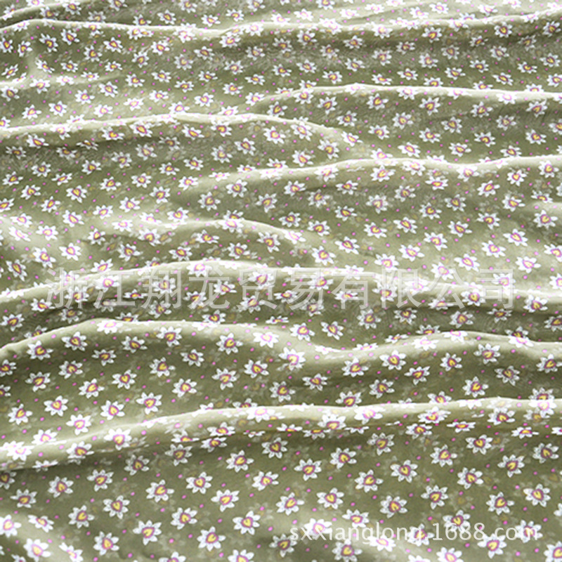 【翔龙印花 XL838】复古淡雅小碎花印花飘逸印花女装雪纺面料