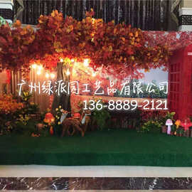 婚庆公司专用仿真红枫树许愿树假红树 酒店布景装饰大型人造红枫