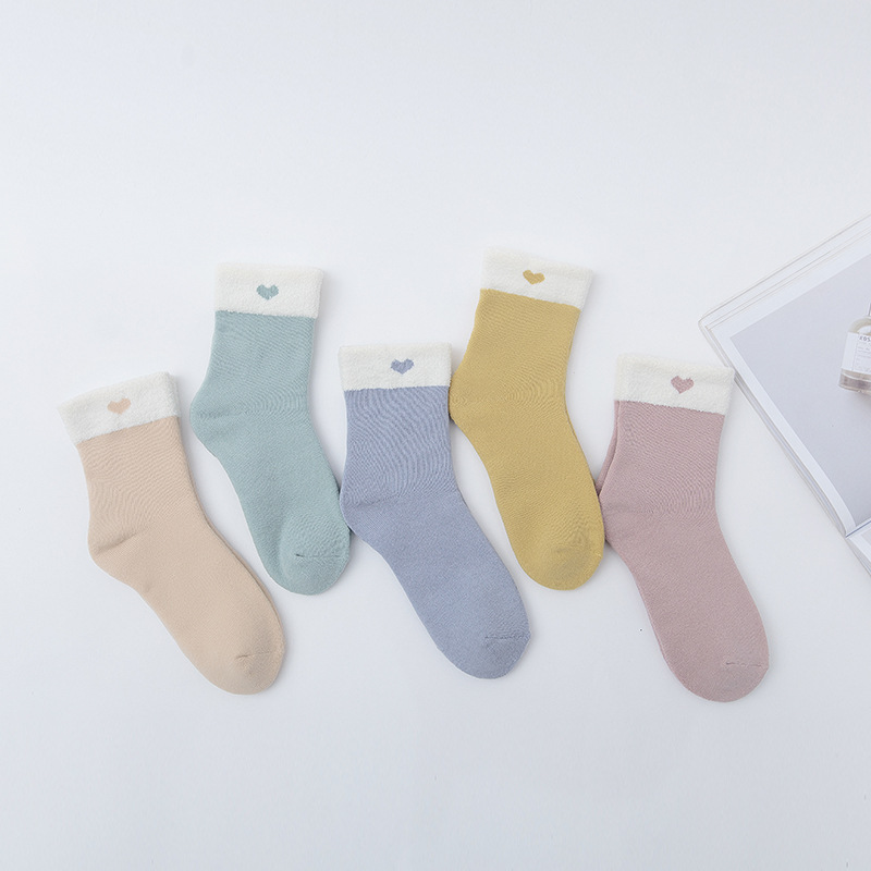 2017 invierno Cachemira boca suelta engrosada cálido maternidad confinamiento calcetines de algodón Terry forrado de lana calcetines de las mujeres