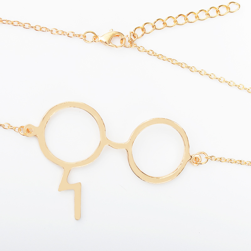 Harry Potter Glasses Necklace Geek Scar Lightning Alloy Jewelry wholesale fashion