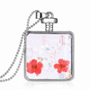 Organic necklace, square perfume handmade, glossy pendant