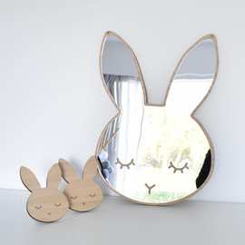 ins亚马逊儿童镜子 北欧风格家居装饰工艺品兔子镜亚克力摆挂件