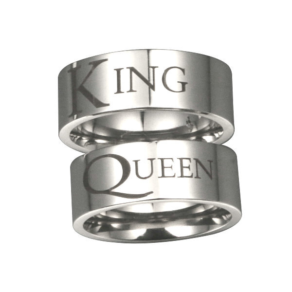 King Queen couple ring cross-border supply titanium steel ring foreign trade hot selling Letter carving ring batch