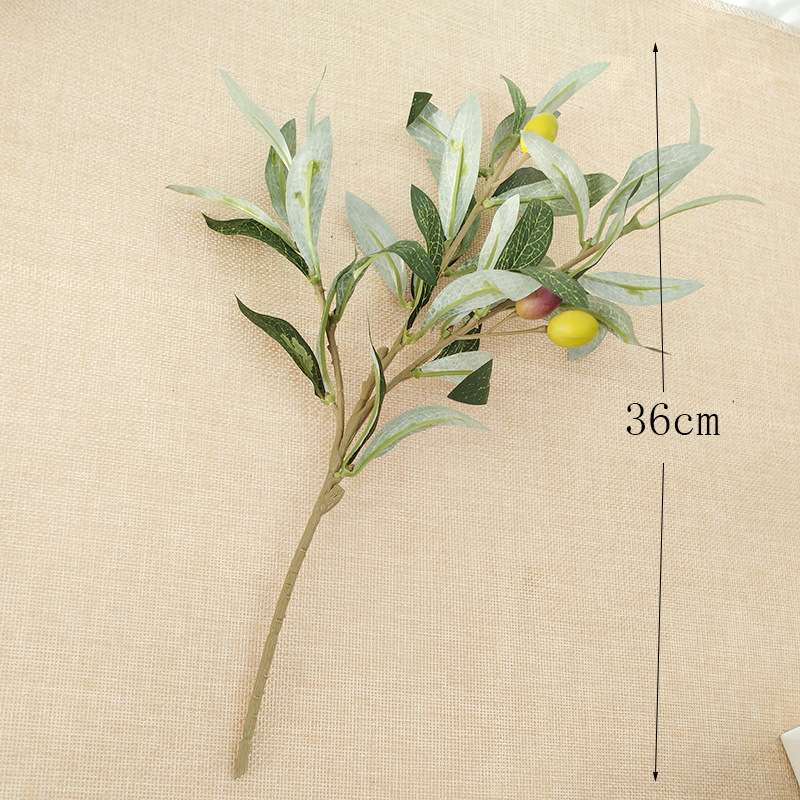 3Heads Artificial Olive Branch Green Leaf Plant Wall Home Wedding Decor DIY Tool