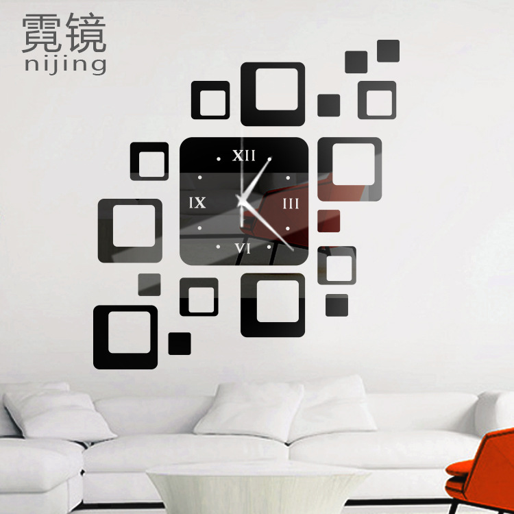 Ebay Foreign trade Explosive money originality Wall clock Square diy Mirror Wall Clock Decoration clock Wall stickers goods in stock B047