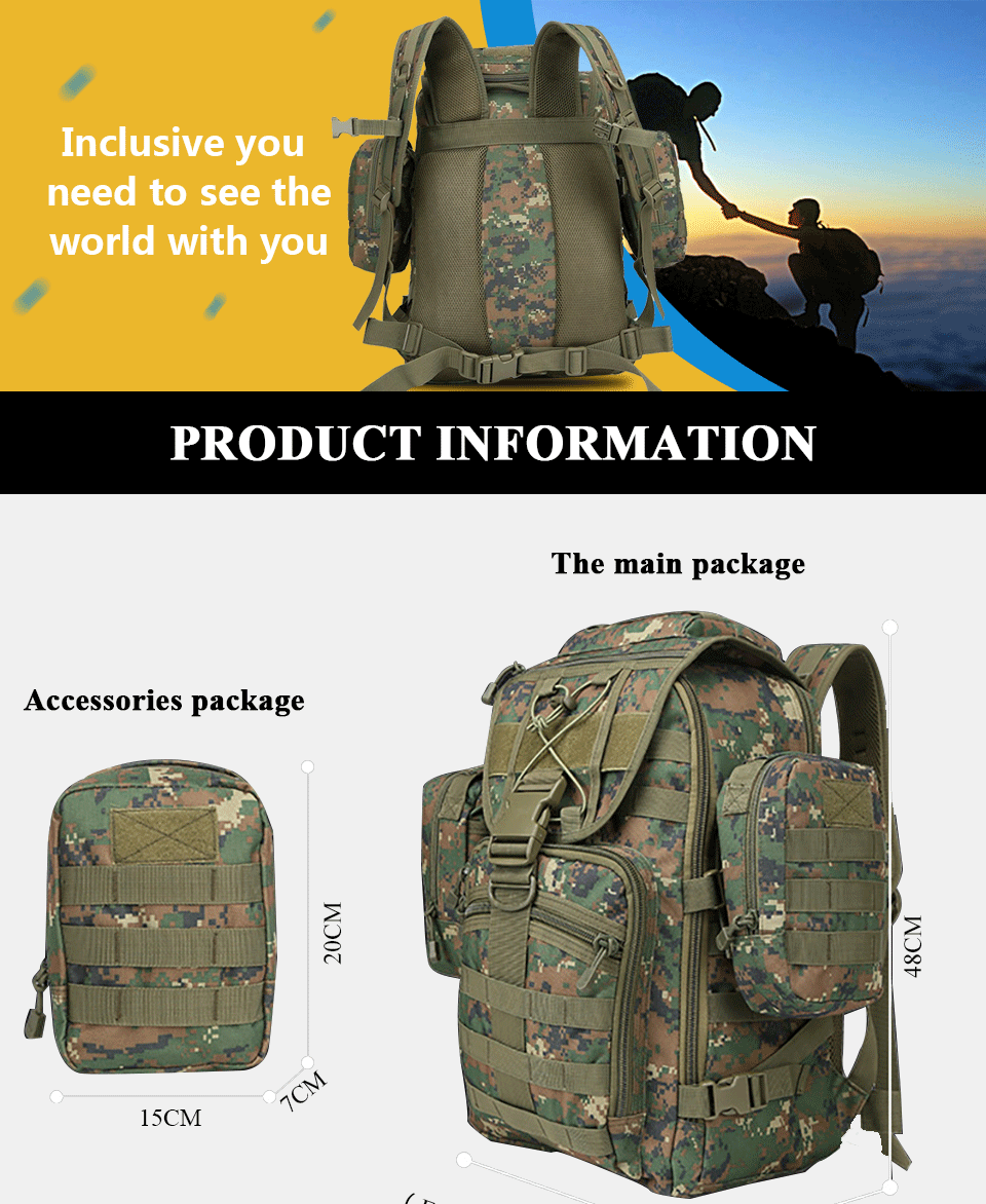 Excellent Outdoor Military Enthusiasts Package Mountaineering  Swordfish Tactical Package Combat Assault Package Men And Women Camouflag 0