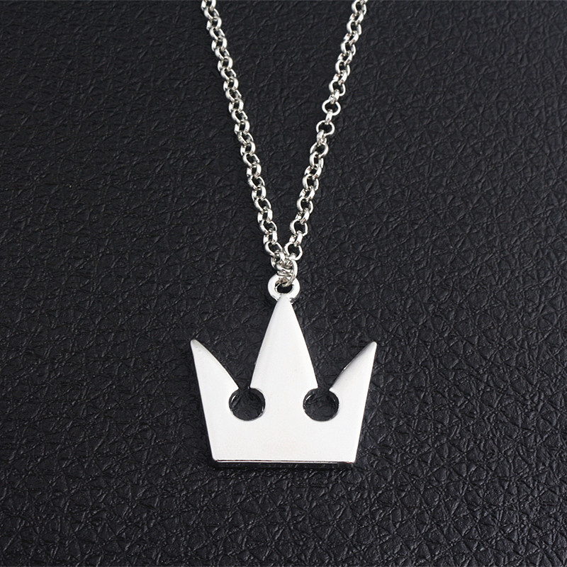 Cross-Border Spot Game Peripherals Kingdom Heart Crown Necklace Letter Metal Pendant Dropshipping
