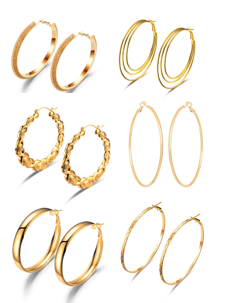 Star with the money crystal plating earring (6 pairs of money)NHIM0883-6 pairs of money