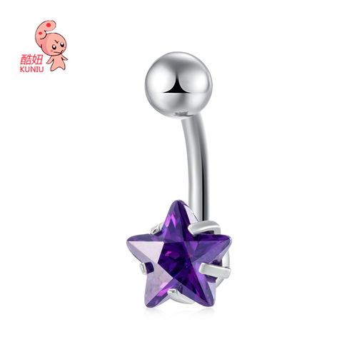 European and American new style little star navel nail fashion five-pointed star zircon navel ring human body piercing navel jewelry one piece drop shipping