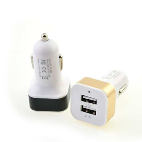 New multifunctional car charging head Metal dual USB port car charging head 2A car charger manufacturer