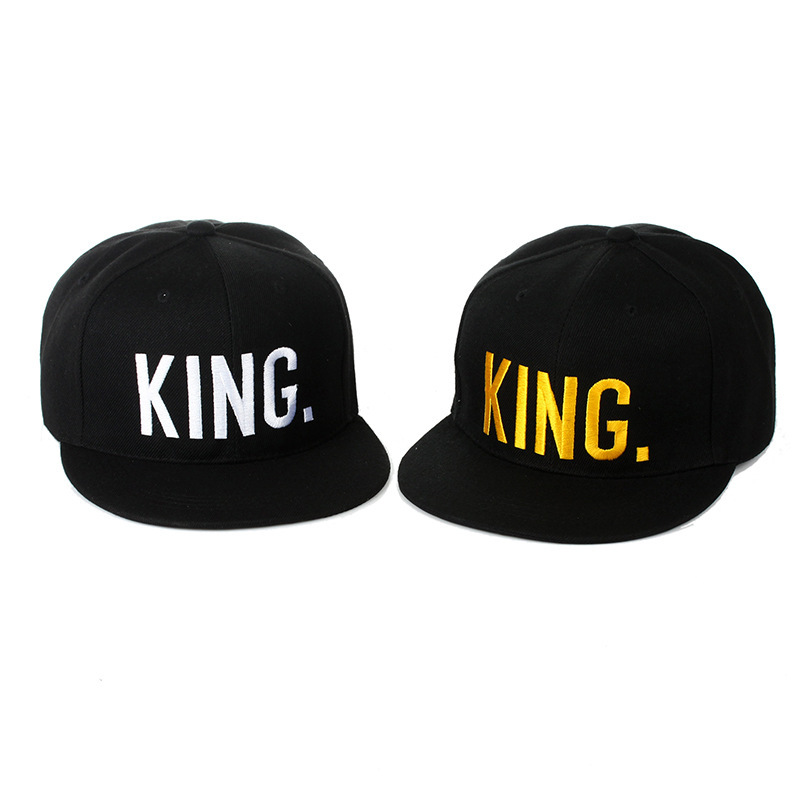 帮手描述图：特价KING QUEEN情侣棒球帽 字母平沿帽
