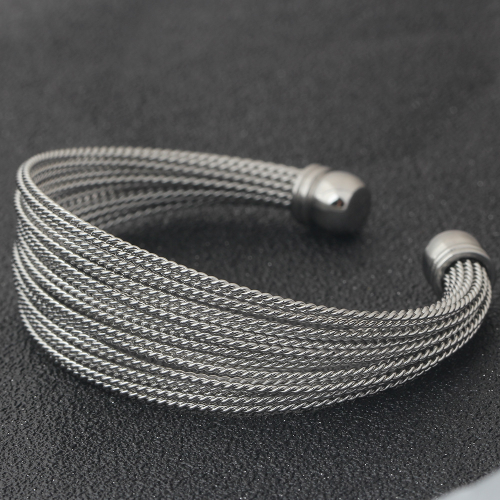 25g Weight Bangle Classification 1 Piece Quantity Casual, Daily Occasion Stainless Steel Material Solid Color Pattern Unisex Gender Plating Design Simple Style Style Stainless Steel Simple Style Solid Color Plating Bangle 6