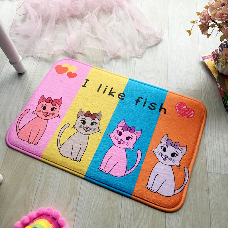 Flannel Printed Children Cartoon Floor Mat Bedroom Carpet Toilet Water Absorbent Anti-slip Mat Door Mat Door Mat