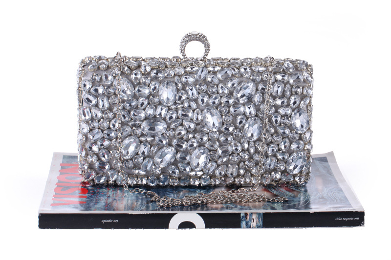 Style Acrylic Diamond Chain Women's Clutch Bag Cross Section Square Evening Party Handbag display picture 10