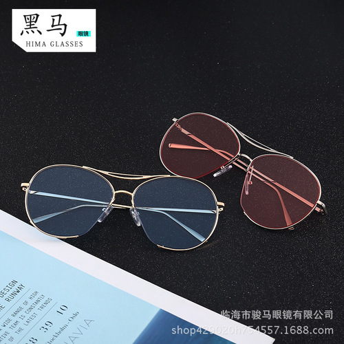 New fashionable rimless sunglasses, ocean-themed sunglasses with wireframe, round model, unisex sunglasses